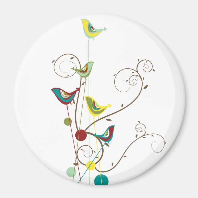 Svinliknande sommarfågel Swirls Modern naturvaccin Magnet (Framsidan)