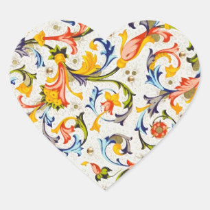 SVINOR FÖR BLOMMIGT AV FLORENTINA-RENAISSANCE,BLOM HJÄRTFORMAT KLISTERMÄRKE