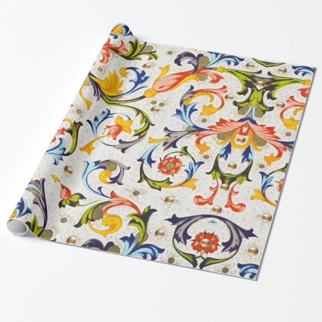 SVINOR FÖR BLOMMIGT AV FLORENTINA-RENAISSANCE,BLOM PRESENTPAPPER (Utrullad)