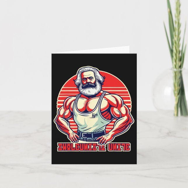Svleunists Unite Funny Communist Gym BodyBuilder Kort (Framsida)