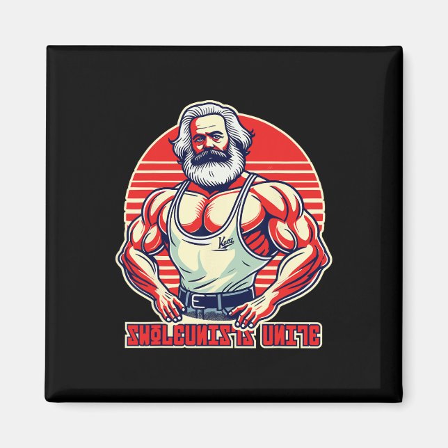 Svleunists Unite Funny Communist Gym BodyBuilder Magnet (Framsidan)