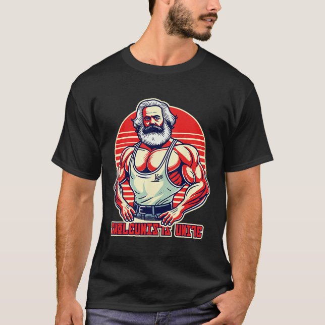 Svleunists Unite Funny Communist Gym BodyBuilder T Shirt (Framsida)