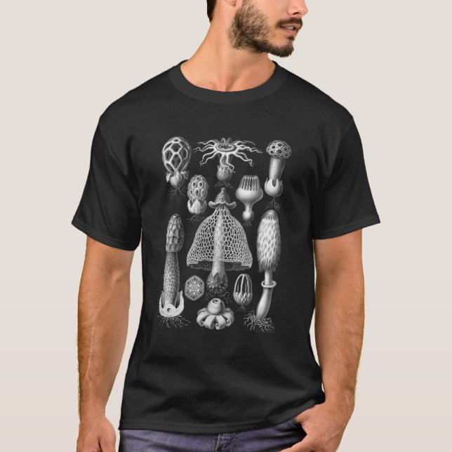 Svordomar Skriv ut svampkonst botaniska illustrati T Shirt (Framsida)
