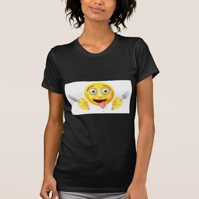 Svulten hungrig Emoticon Emoji Tee (Framsida)