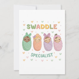 Swaddle Specialist Cute Baby Illustration Inbjudningar