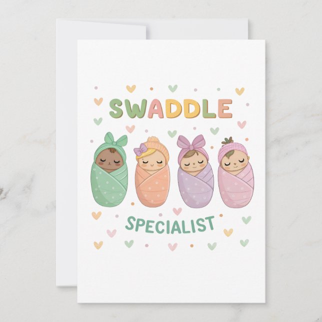 Swaddle Specialist Cute Baby Illustration Inbjudningar (Framsida)