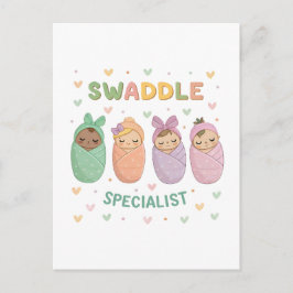 Swaddle Specialist Cute Baby Illustration Vykort