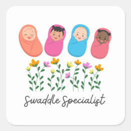 Swaddle Specialist NICU Nurse NeoNatal Fyrkantigt Klistermärke