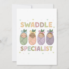 Swaddle Specialist Pastel Baby Illustration Inbjudningar