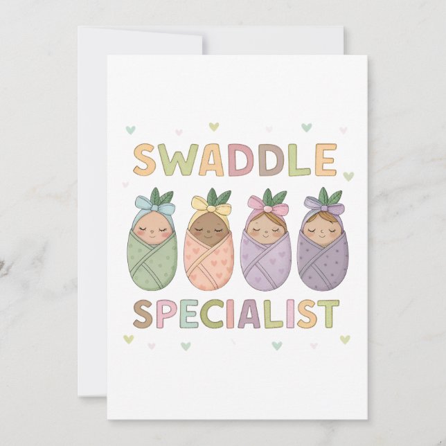 Swaddle Specialist Pastel Baby Illustration Inbjudningar (Framsida)