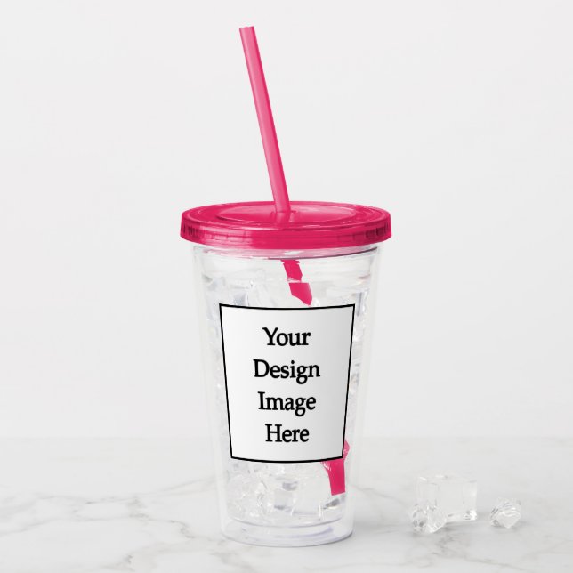 Swag Custom 16oz, Fuchsia Rosa Akryl Tumbler Take Away Mugg (Framsida Ice)