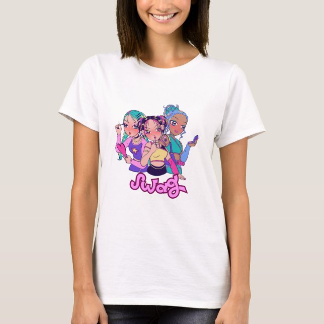 Swag Girl Power Y2K Aesthetic T-Shirt" T Shirt (Framsida)