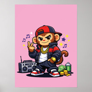 Swag Monkey Canvas - Urban Style Boombox Konst Poster