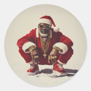 Swag Santa A Modern Tag på Helgdag-ikonen Runt Klistermärke