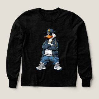 Swag Tecknad Anka med Guld Kedjor och Hoodie T Shirt