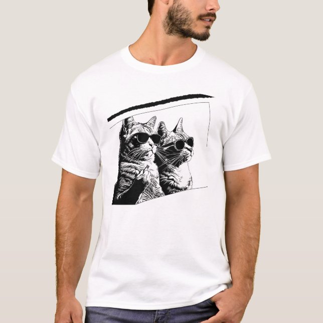 Swaggin Sunglass Cat T Shirt (Framsida)