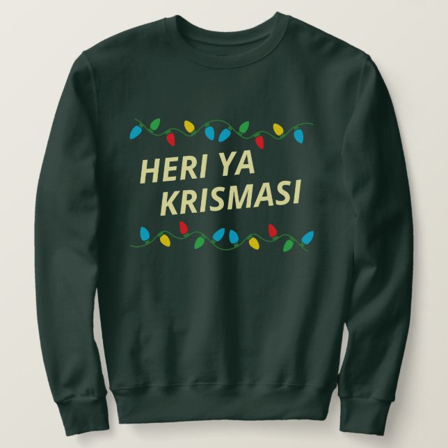 Swahili Julsötare | Heri ya krismasi Lång Ärmad Tröja (Design framsida)