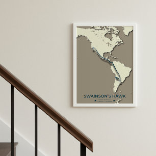 Swainsons Hawk Migration Karta - Minimalistisk Vin Poster