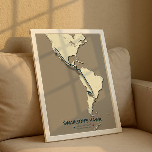 Swainsons Hawk Migration Karta - Minimalistisk Vin Poster