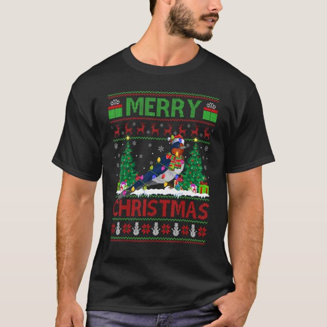 Swallow Bird   Xmas Tree Ugly Santa Swallow Christ T Shirt (Framsida)