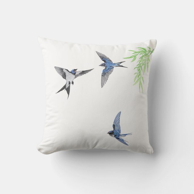 swallow throw pillow imitating Imitation embroider Kudde (Framsida)