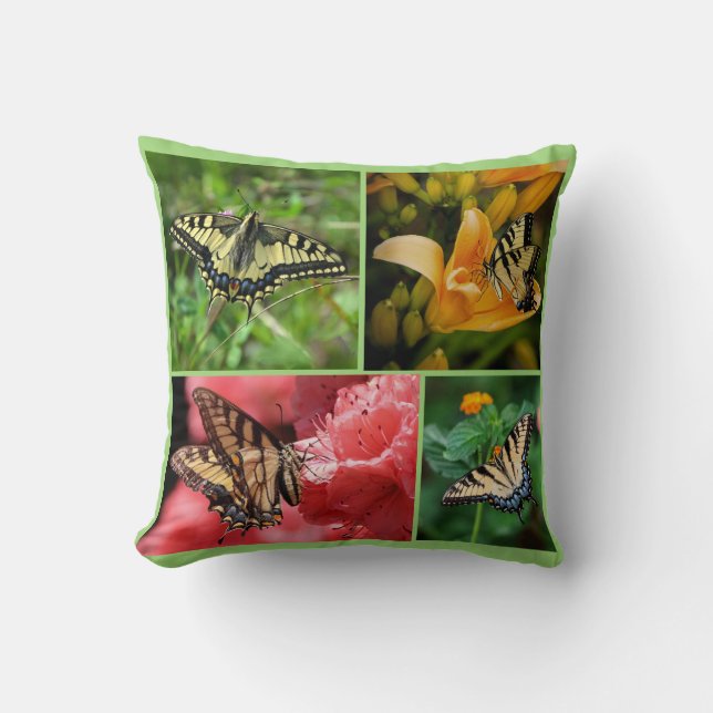 Swallowtail Butterflies Flowers Personalize Namn Kudde (Framsida)
