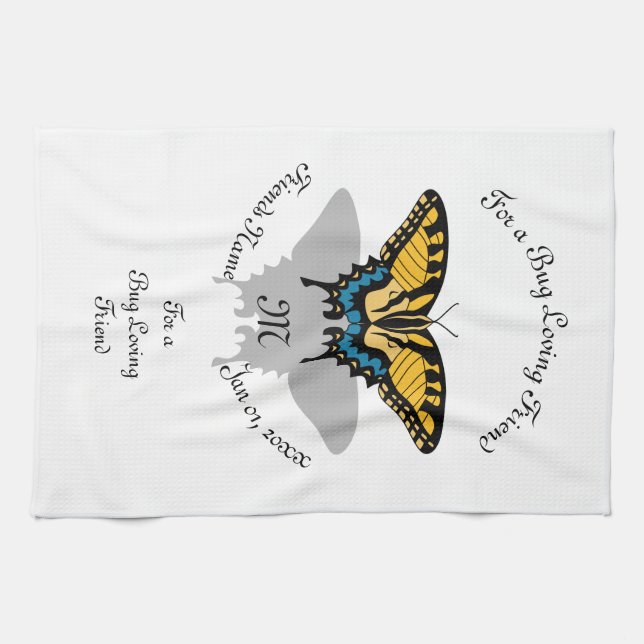 Swallowtail Butterfly Monogram Kökshandduk (Horisontell)