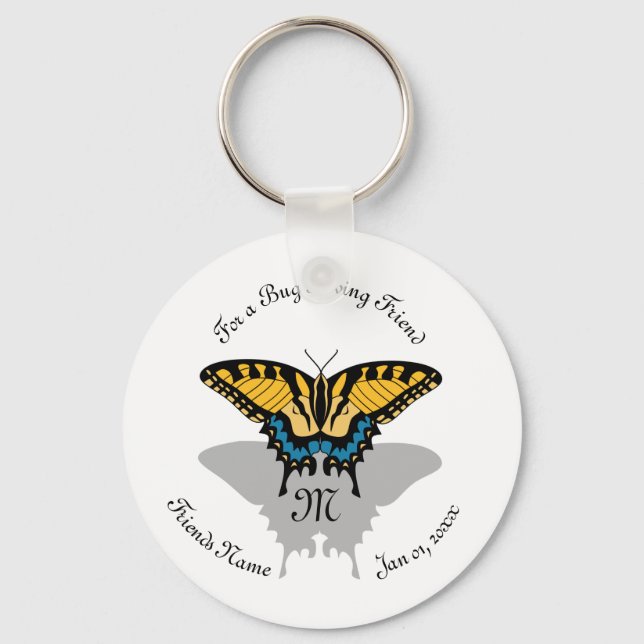 Swallowtail Butterfly Monogram Nyckelring (Framsida)