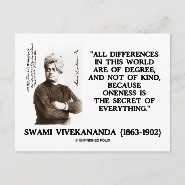 Swami Vivekananda Oneness Secret of All Vykort (Framsida)