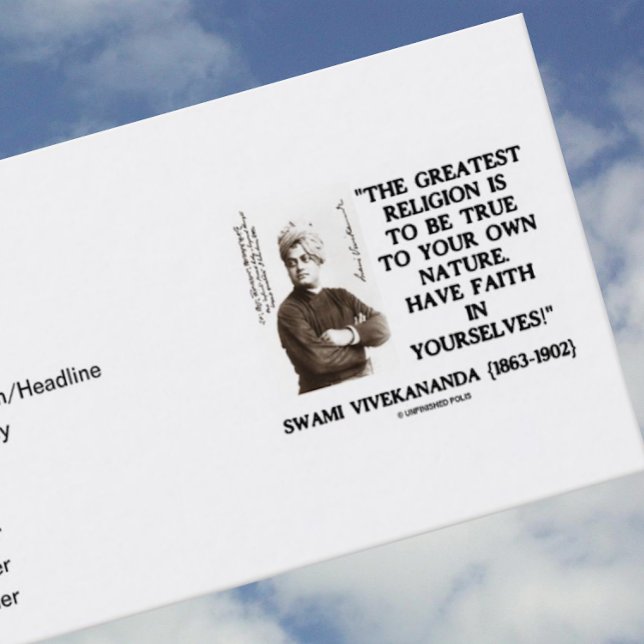 Swami Vivekananda, Underbarare religion som är san Visitkort (Inspirational Swami Vivekananda quote on these biz cards for your next introduction)