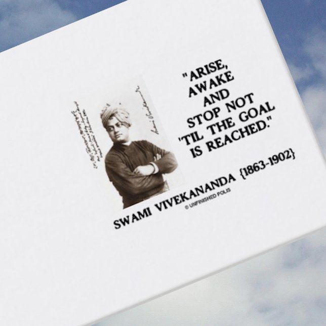 Swamien Vivekananda uppstår det vakna stoppet, Visitkort (Business card featuring inspirational thought by Swami Vivekananda for any goal-oriented person)