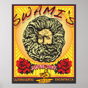 SWAMIS ENCINITAS KALIFORNIEN SOM SURFAR SURFBREAK POSTER