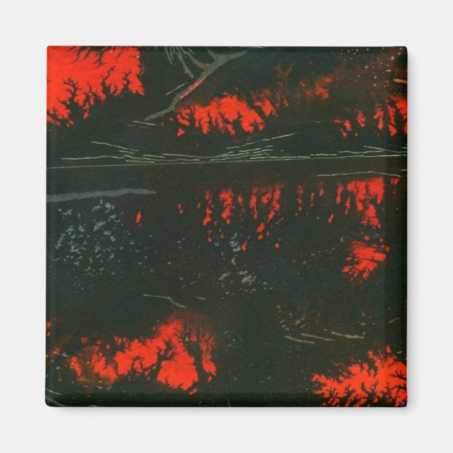 "Swamp Fire #1" Abstrakt Art Magnet (Framsidan)