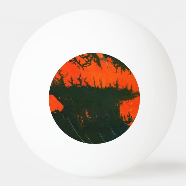 "Swamp Fire #2" Abstrakt Ping Pong Boll (Baksidan)