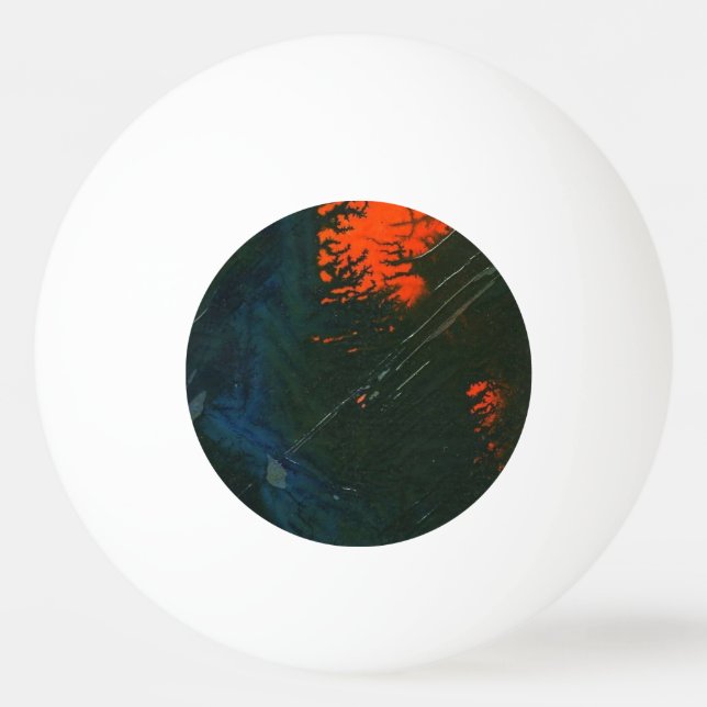 "Swamp Fire #7" Abstrakt Ping Pong Boll (Baksidan)