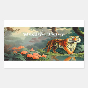 Swamp Forest Vild Tiger Vintage affisch Rektangulärt Klistermärke