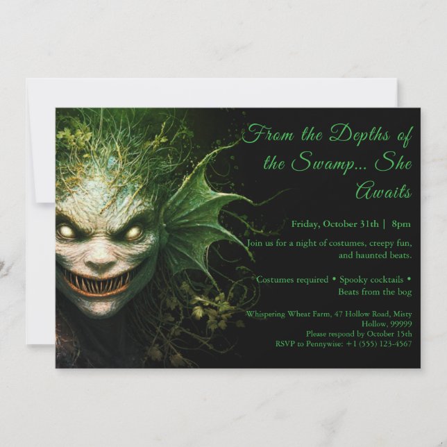 Swamp Hag Halloween Costume Party-inbjudan Inbjudningar (Framsida)