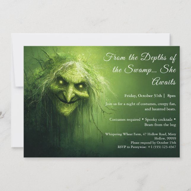 Swamp Hag Halloween Costume Party-inbjudan Inbjudningar (Framsida)