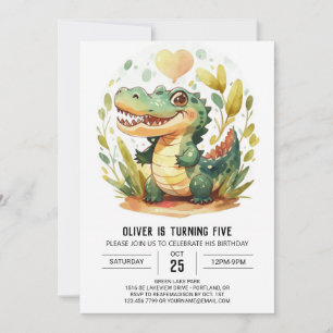Swamp Kids Crokodile Birthday Inbjudningar