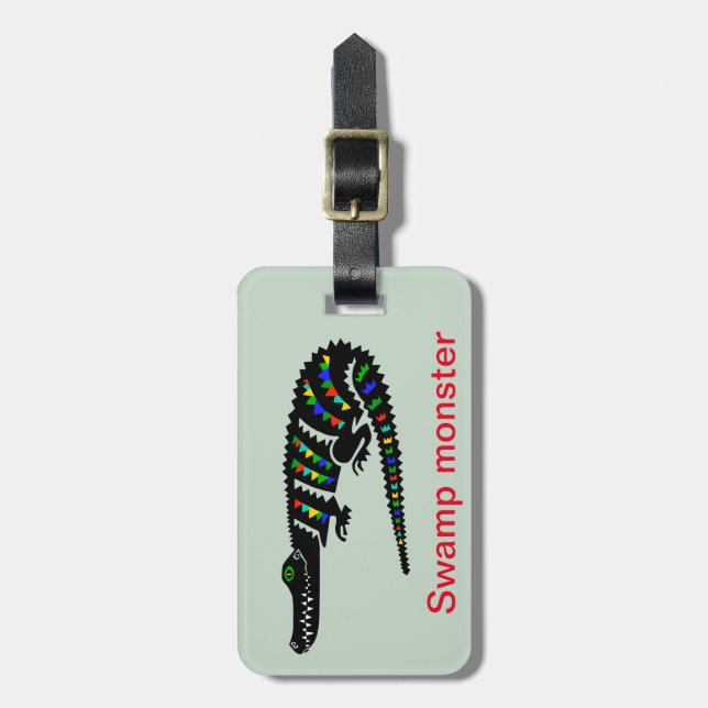 Swamp monster CROCODILE - Grönt Luggage Tag Bagagebricka (Vertikal Framsida)