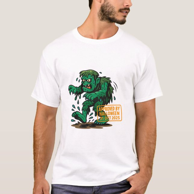 Swamp Monster Tecknad - godkänd av Halloween T Shirt (Framsida)