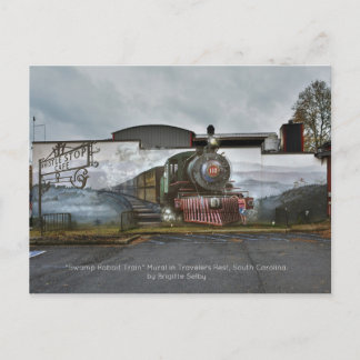 Swamp Rabbit Tåg mural vid Whistle Stop Cafe Vykort
