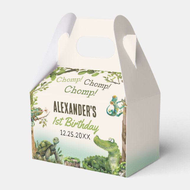 Swamp Reptile 1st Birthday Party Presentaskar (Framsidan Sidan)