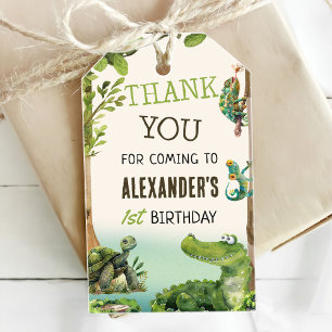 Swamp Reptile 1st Birthday Party Presentetikett
