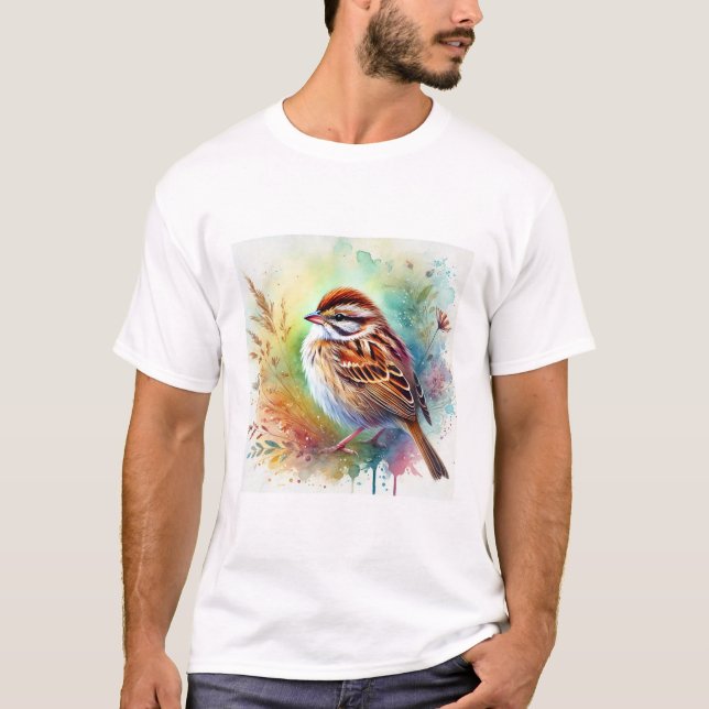 Swamp sparrow 220924AREF117 - Watercolor T Shirt (Framsida)