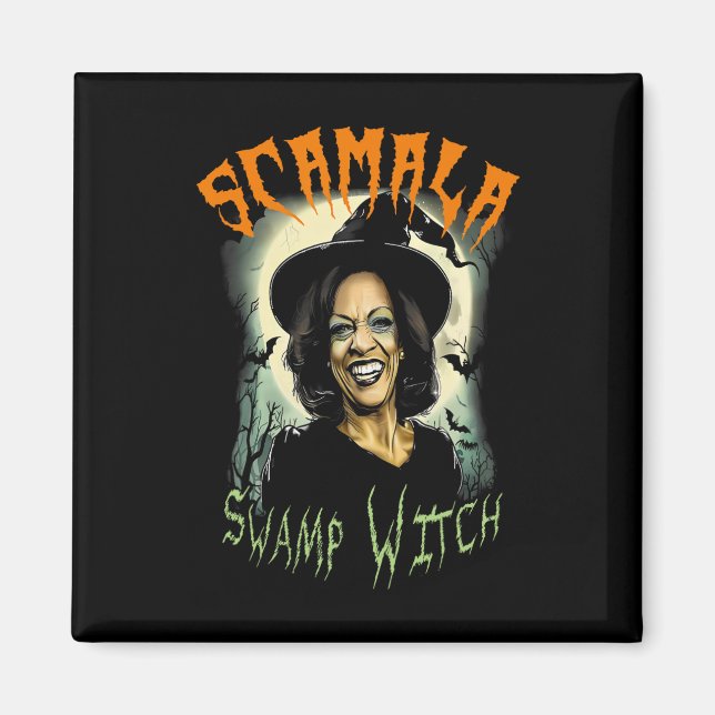 Swamp Witch Funny Anti Kamala Harris 2024 Hallowee Magnet (Framsidan)