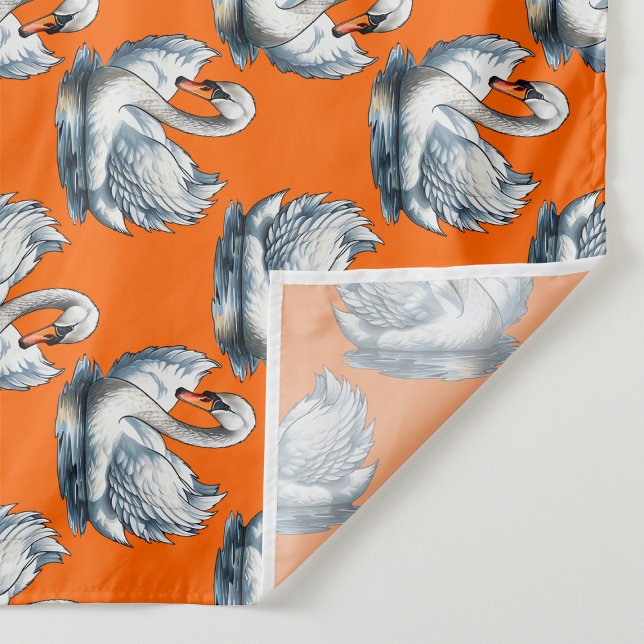 Swan Birds Pattern Design On Orange  Tyg (Skapare uppladdad)