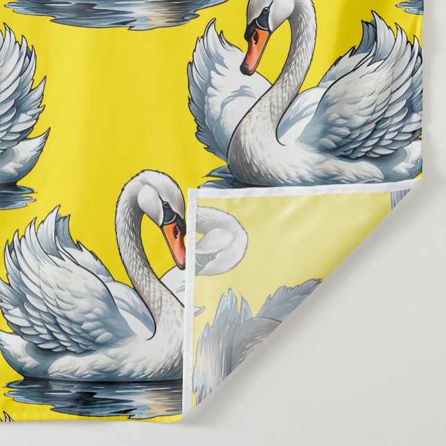 Swan Birds Pattern Design On Yellow  Tyg (Skapare uppladdad)