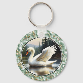 Swan Glides Gracefully on Lake Nyckelring