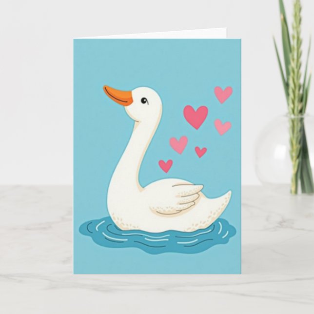 Swan Hearts Lovely Art Card Kort (Framsida)
